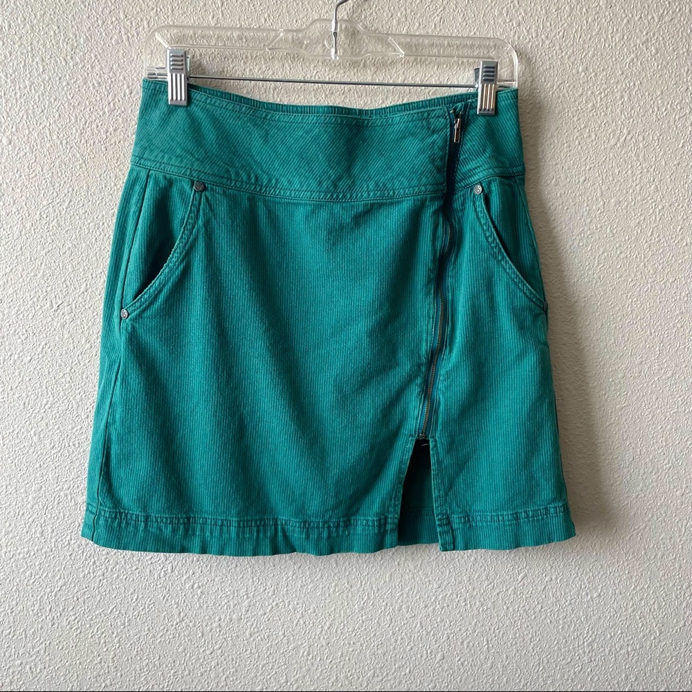 Prana Tamsin Skirt - Stretch Cotton Twill W/ Zipper Detail Turquoise Gorpcore